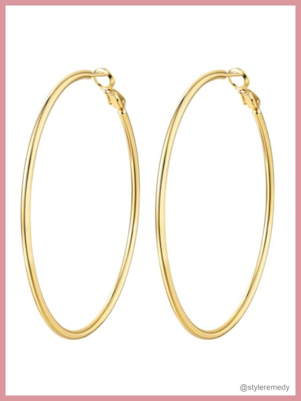 14k Gold Plated Hoop Earrings Women Large Chunky Clip On